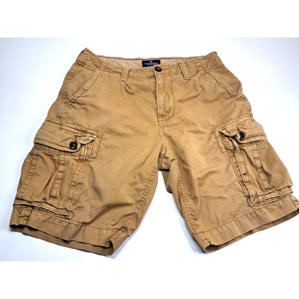 American Eagle Classic  Mens 30 Cargo Shorts Tan Outdoor Hiking Gorp 90s Baggy